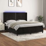 vidaXL Krevet box spring s madracem LED crni 180x200 cm baršun | shoptok.hr