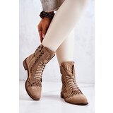 Zazoo 2695 Perforated Leather Boots Camel | Shoptok.si
