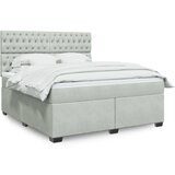 vidaXL Box spring postelja z vzmetnico svetlo siva 180x200 cm žamet | Shoptok.si