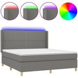 The Living Store Box spring postelja z vzmetnico LED temno siva 160x200 cm blago - Box Spring Postelja, (21521209) | Shoptok.si