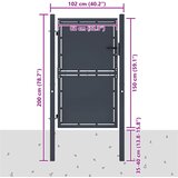  Vrtna vrata Čelik 100x150 cm Antracit | shoptok.hr