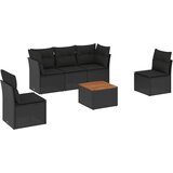  6-dijelni set vrtnih sofa s jastucima crni od poliratana Crna 62 x 62 x 69 cm | Shoptok.si