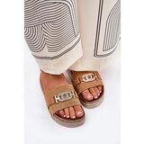 Boto Women's Slippers With Gold Detail On Platform With Glitter Camel Eanes | shoptok.hr