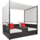 The Living Store vrtna postelja s streho poli ratan 190x130 cm rjava - dvojna zunanja postelja, (21421796) u