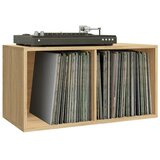  Kutija za pohranu vinilnih ploča boja hrasta 71x34x36 cm drvena | shoptok.hr