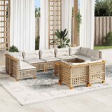  10-dijelni set vrtnih sofa s jastucima bež od poliratana 55 x 55 x 36 cm | shoptok.hr