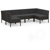 6-dijelna vrtna garnitura od poliratana s jastucima crna | shoptok.hr