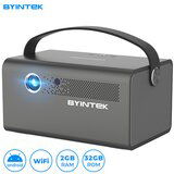 Byintek R17 PRO prenosni mini 3D LED DLP projektor, Android, WiFi, BT5.0, 2GB + 32GB, baterija, 750 lumnov, dvojni zvočniki, max. 4K UHD, HDMI, srebrn | Shoptok.si