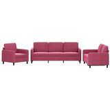  3-dijelni set sofa crvena boja vina baršunasti | shoptok.hr