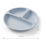 BabyOno Silikonski okrugli tanjur s odjeljcima i vakuumom 6 m+, plava | shoptok.hr