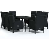  9-dijelni vrtni blagovaonski set s jastucima crni | shoptok.hr