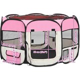  Sklopiva ogradica za pse s torbom za nošenje roza 110x110x58 cm | shoptok.hr