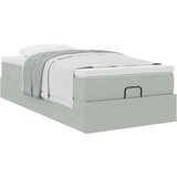 vidaXL Otomanski posteljni okvir z vzmetnico siv 90x190 cm žamet | Shoptok.si