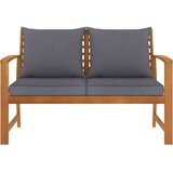  Klop 120 cm s temno sivimi blazinami trden akacijev les | Shoptok.si