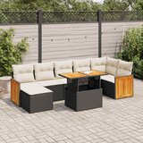 vidaXL Vrtna sedežna garnitura z blazinami 8-delna črn ratan/akacija, (21783467) | Shoptok.si