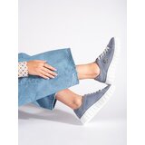Shelvt Blue suede leather platform shoes | shoptok.hr