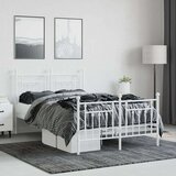 vidaXL Kovinski posteljni okvir z vzglavjem in vznožjem bel 120x200 cm | Shoptok.si