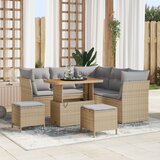 vidaXL 8-delni vrtni set sofa z blazinami Bež Poli ratan Akacija | Shoptok.si