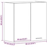  Crni hrastov viseći ormar 60x31x60 cm od konstruiranog drva | shoptok.hr