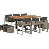  11-dijelni vrtni blagovaonski set s jastucima poliratan sivi | shoptok.hr