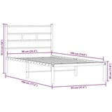 vidaXL Kovinski posteljni okvir brez vzmetnice dimljen hrast 90x190 cm | Shoptok.si