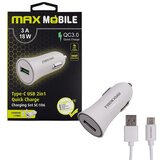 Max Mobile Auto punjač SC-106, QC 3.0, 18 W, s USB-C kabelom, bijela Cijene