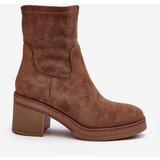 Boto Women's Ankle Boots with Chunky Heel Brown Argastis | shoptok.hr