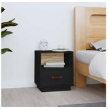  Nočna omarica črna 40x34x45 cm trdna borovina | Shoptok.si