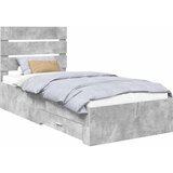  Krevetna konstrukcija Betonski sivi i srebrna 70 x 190 cm | shoptok.hr