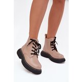 Boto Insulated women's ankle boots on platform with laces dark beige Harmine Cijene