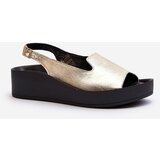Zazoo 2893 Women's Leather Sandals on Thick Sole Gold Cene