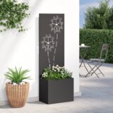 vidaXL Vrtni Sadič s Dekorativnom Pločom Crna 50 x 140 cm | shoptok.hr