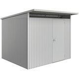 BIOHORT AvantGarde Spremište (Vanjska dimenzija uklj. krovni prevjes (Š x D): 260 x 260 cm, Čelik, Metalik srebrne boje, Jedna vrata) | shoptok.hr