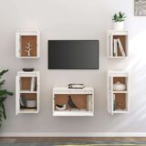 TV ormarići 5 kom bijeli od masivne borovine | shoptok.hr