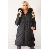 Dewberry Z6646 N WOMEN'S COAT WITH FUR POMPOMS-BLACK | Shoptok.si