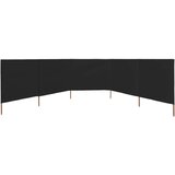 vidaXL vjetrobran s 5 panela od tkanine 600 x 120 cm crni | shoptok.hr