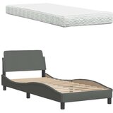 vidaXL Postelja z vzmetnico temno siva 90x190 cm blago | Shoptok.si