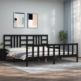 Maison Chic Posteljni okvir - Dvoposteljna postelja - Zakonska postelja z vzglavjem črn 200x200 cm trden les-J5885, (21767224) | Shoptok.si