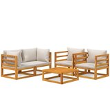 The Living Store Vrtna sedežna garnitura 5-delna svetlo sive blazine trden les - Vrtna Sedežna Garnitura, (21422505) | Shoptok.si