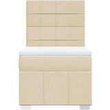 vidaXL Box spring postelja z vzmetnico krem 90x190 cm blago, (21321295) | Shoptok.si