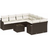 vidaXL set od 9 dijelova vrtnih sofa s jastučićima smeđi poli ratan, 2-sjedalni vrtni sofa sa skladištem i jastučićima smeđi poli ratan | shoptok.hr