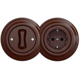  Kliklap - Retro jednopolni prekidač br. 1 i SCHUKO utičnica 230V sa okvirom, braon | Eponuda.com