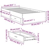  Okvir kreveta s ladicama siva boja hrasta 75 x 190 cm drveni | shoptok.hr