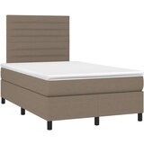  Krevet s oprugama i madracem LED smeđesivi 120x190cm od tkanine | shoptok.hr
