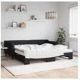 vidaXL Izvlečna dnevna postelja z vzmetnicami črna 100x200 c | Shoptok.si