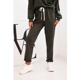 Kesi Włoski Women's butter set with fringes on the sleeves khaki | shoptok.hr