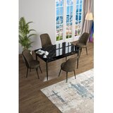 Hanah home trpezarijski set Han, sto na razvlačenje i 4 stolice, ploča u dekoru crnog mermera, braon tkanina Jerry | Eponuda.com