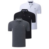 Dewberry TRIPLE SET T8561 MENS T-SHIRT-BLACK-WHITE-ANTHRACITE Cene