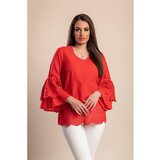 Fenzy Pamučna Bluza Plus Veličine S Volanima, Crvena | shoptok.hr