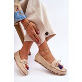 Boto Suede Loafers With Bow And Fringes Beige Dorine | shoptok.hr